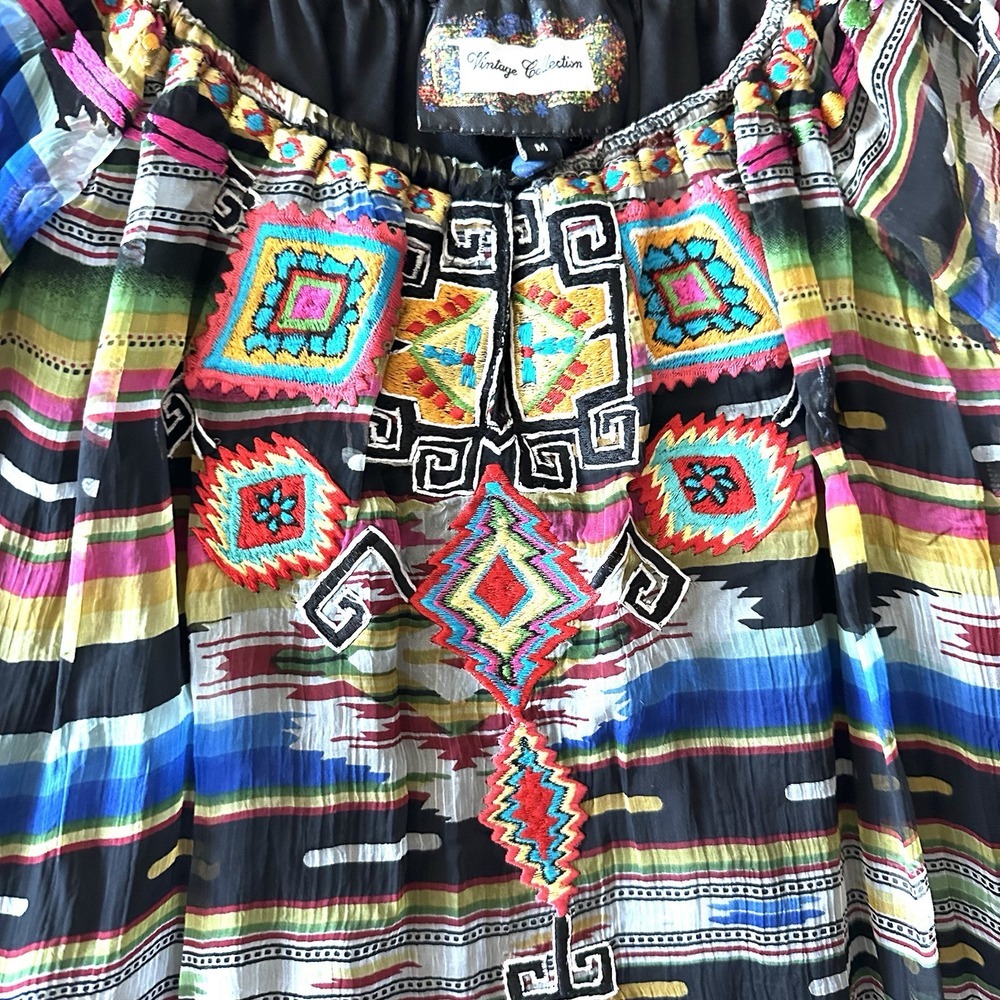 Vintage Collection Dress M‎ Medium Western Embroidered Tribal Lace - Picture 3 of 14